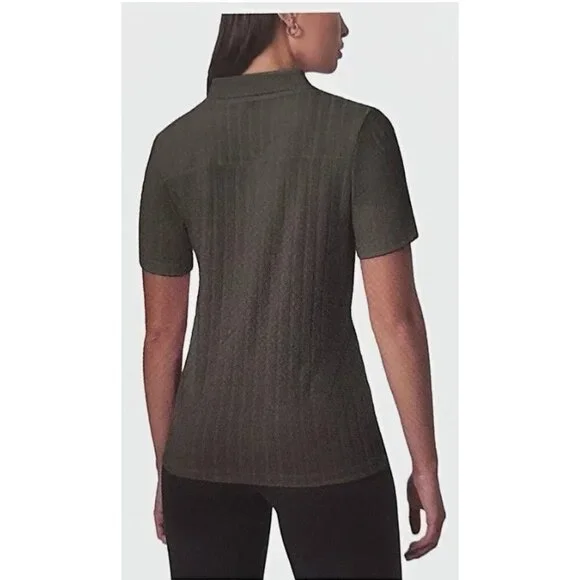 NEW Mondetta Women's XXL Ribbed Olive Green Polo Shirt TENCEL/Modal Blend - Picture 2 of 11